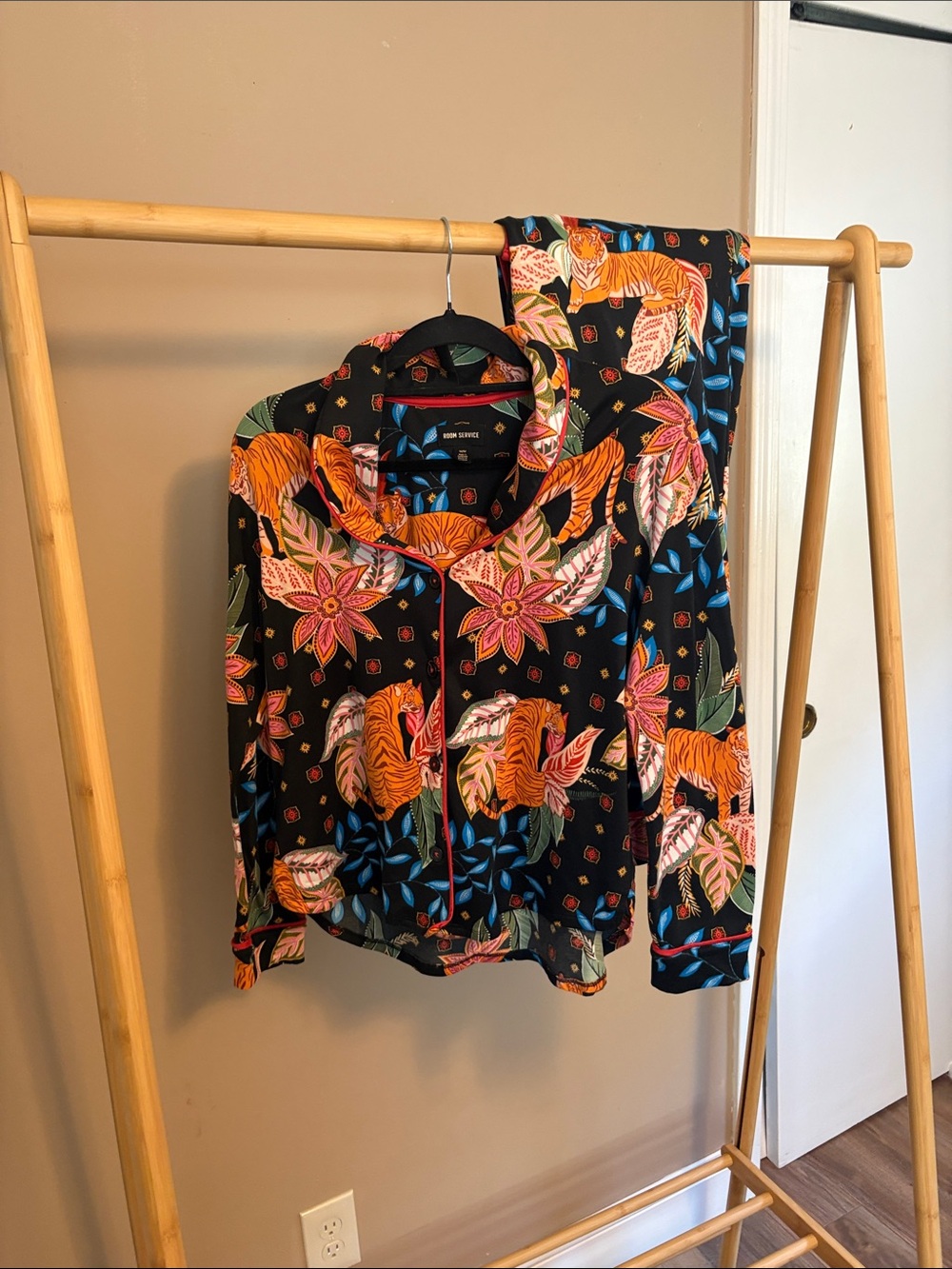 Room Service Black Floral & Tiger Print Pajamas